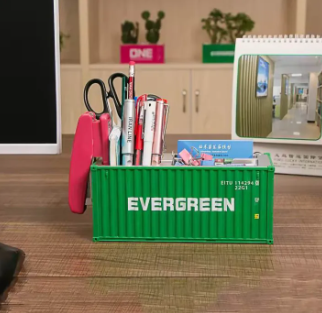 Premium Shipping Container Style Pen Holder (EVERGREEN)